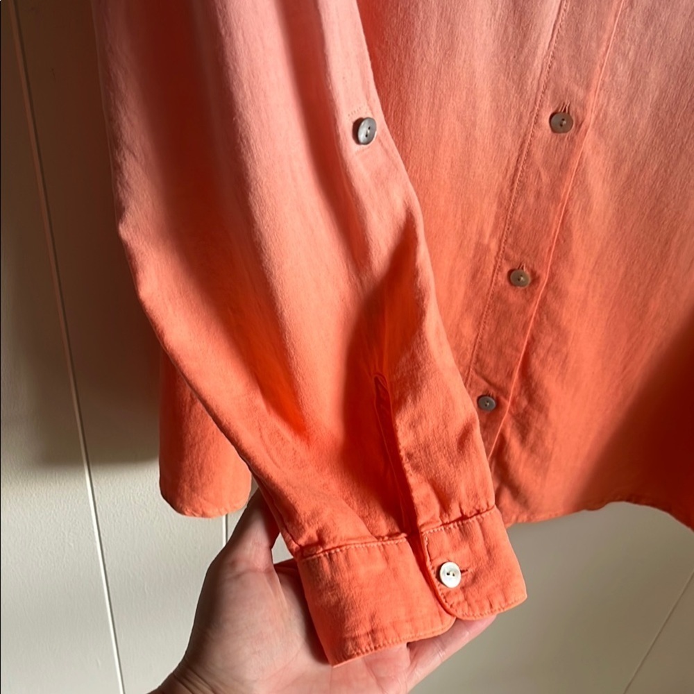 J.Jill Pink and Orange Ombre Button-Up Coastal Beach Lagen Look Shirt Sz Med - Picture 4 of 16